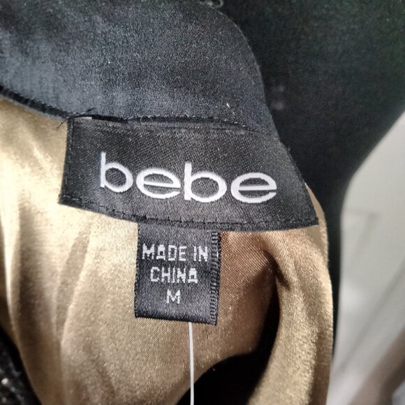 NWT Vtg Y2K Bebe Silk Embellished Top M Boho Indie Sleaze Olive Fairy Grunge - Picture 7 of 9